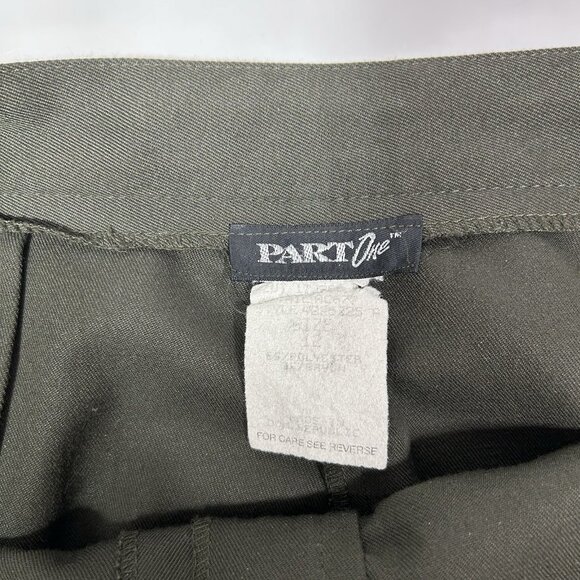Vtg Part One Women Pleated Front Dress Pants Army Green Buckle Straps Sz 12 - Picture 5 of 9